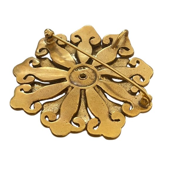 VTG MMA USA METROPOLITAN MUSEUM OF ART GOLD TONE FLOWER STONE PENDANT BROOCH PIN - Picture 4 of 8